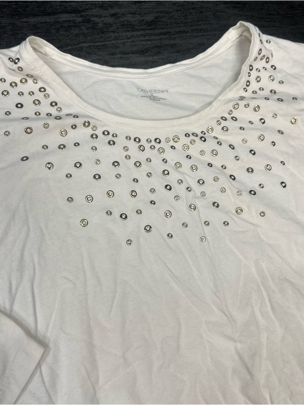 Catherine’s White Blouse Stud Embellishments Size 3X 26/28W